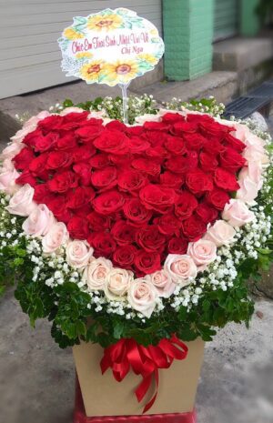 Giỏ hoa trái tim đẹp