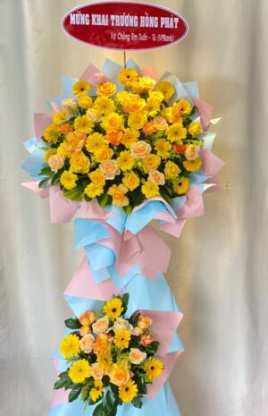 Kệ hoa khai trương hiện đại màu vàng